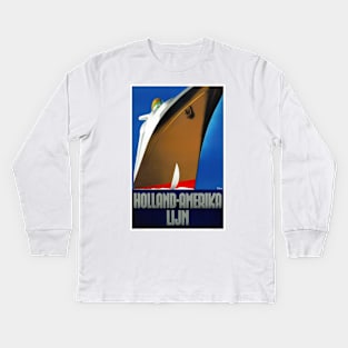 Vintage Travel Poster The Netherlands Lloyd Brasileiro Kids Long Sleeve T-Shirt